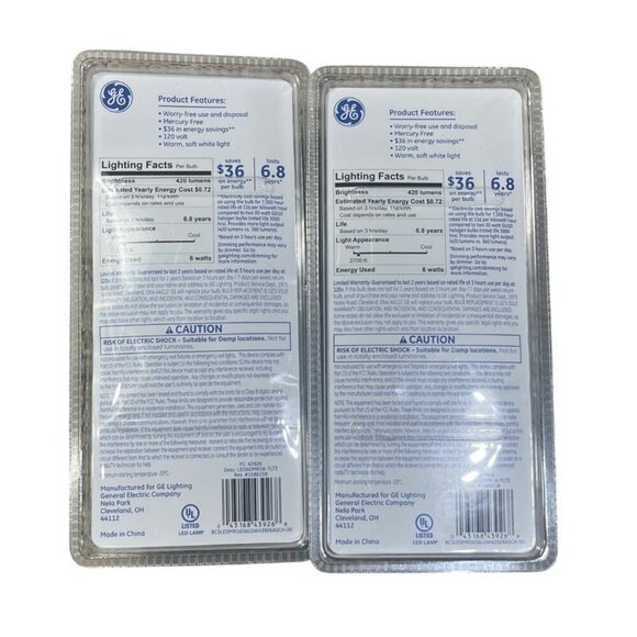 (2) GE Basic LED 50W EQ 6W Soft White Dimmable LED Light Bulb Indoor Floodlight - Picture 2 of 6